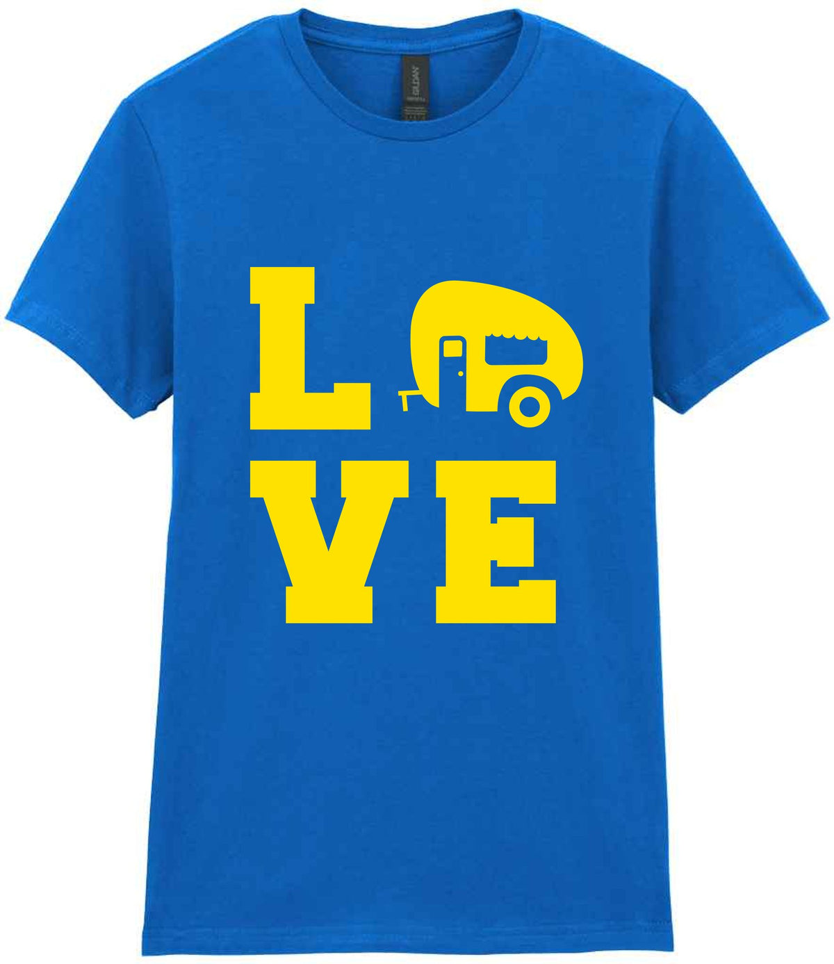 Love – Ladies T-Shirt in Royal Blue with Yellow vinyl