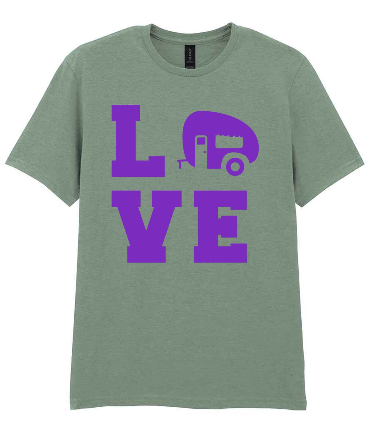 Love – Unisex T-Shirt in Sage with Purple vinyl