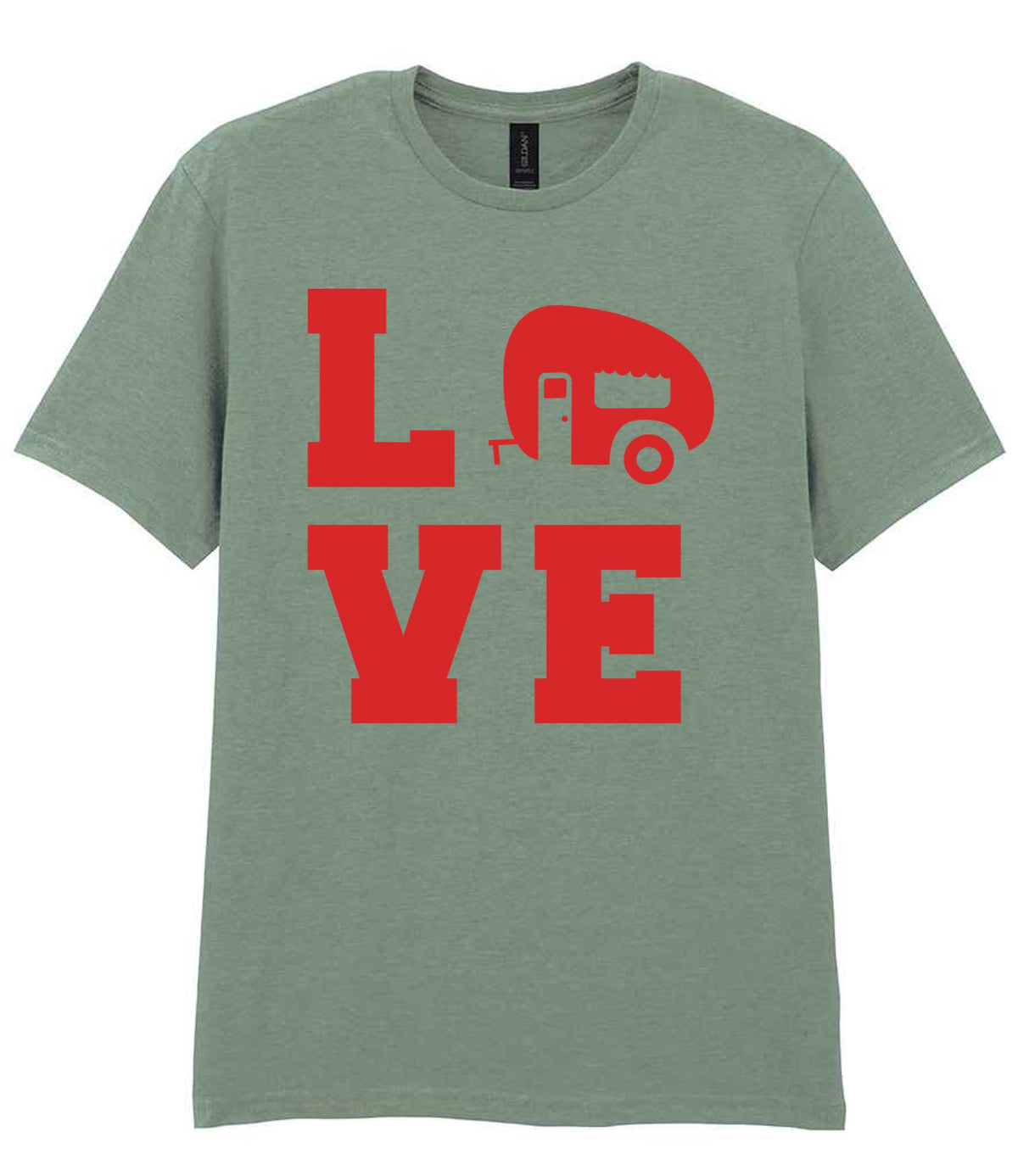 Love – Unisex T-Shirt in Sage with Red vinyl