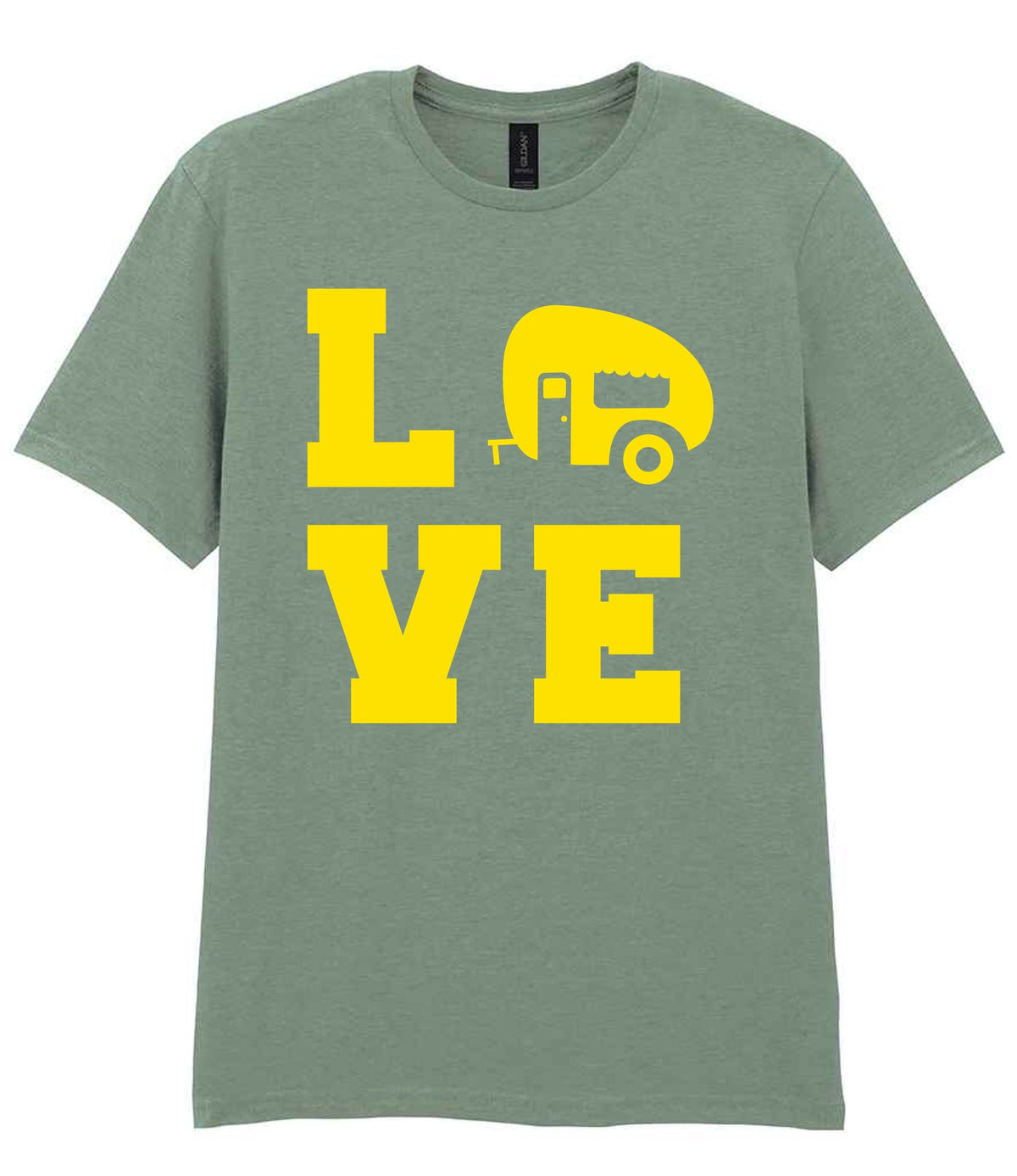 Love – Unisex T-Shirt in Sage with Yellow vinyl