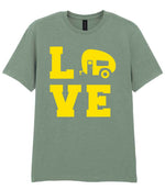 Love – Unisex T-Shirt in Sage with Yellow vinyl