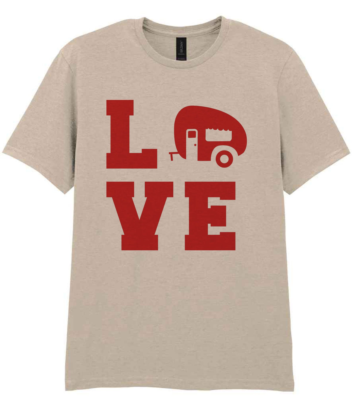 Love – Unisex T-Shirt in Sand with Red vinyl
