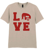 Love – Unisex T-Shirt in Sand with Red vinyl