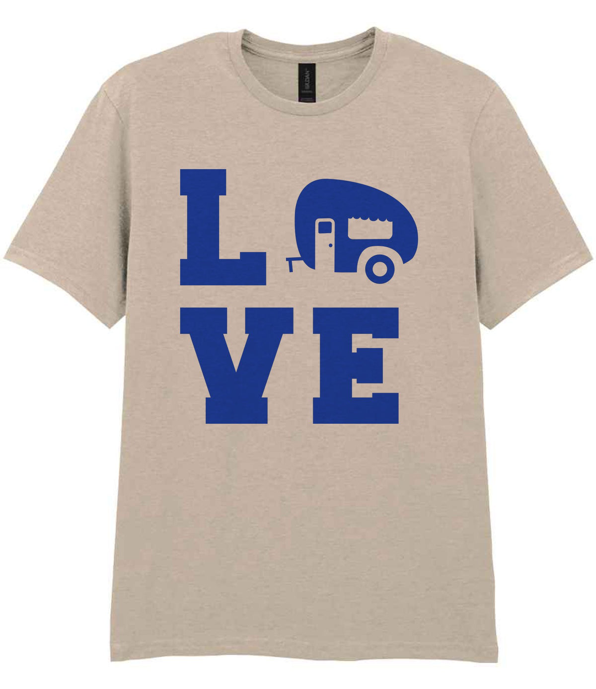 Love – Unisex T-Shirt in Sand with Royal Blue vinyl