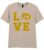 Love – Unisex T-Shirt in Sand with Yellow vinyl