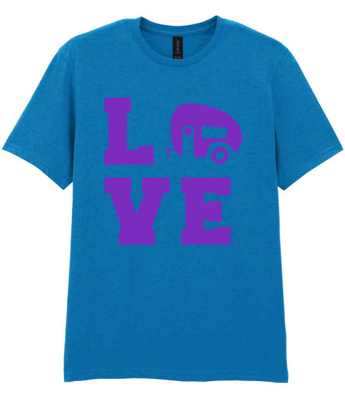 Love – Unisex T-Shirt in Sapphire Blue with Purple vinyl