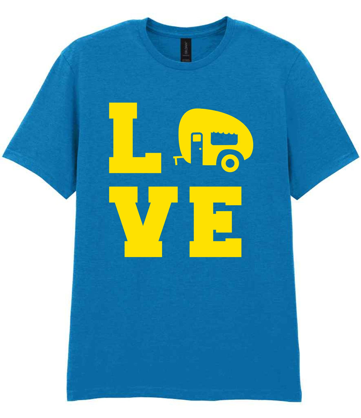 Love – Unisex T-Shirt in Sapphire Blue with Yellow vinyl