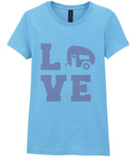 Love – Ladies T-Shirt in Sky Blue with Baby Pink vinyl