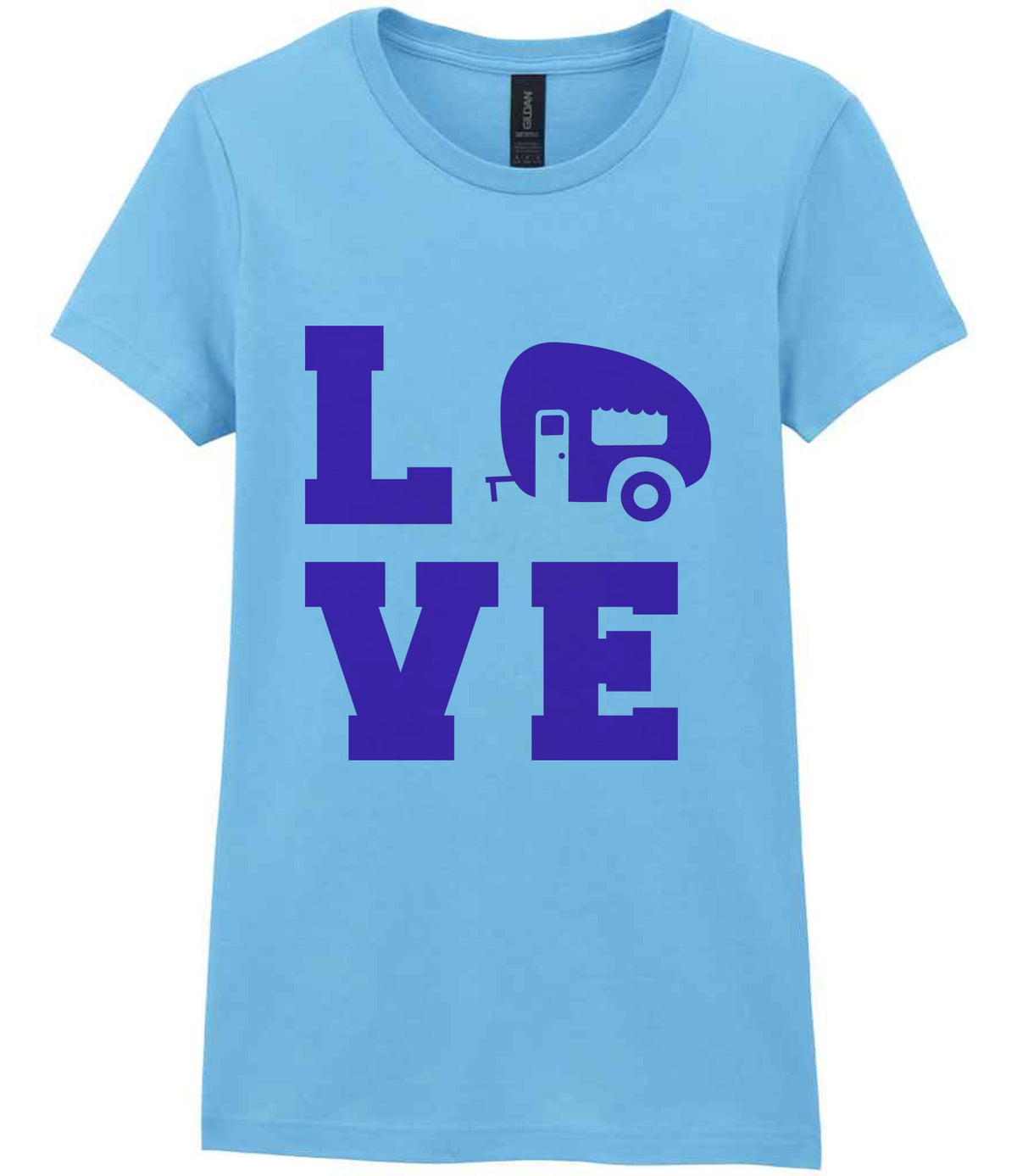 Love – Ladies T-Shirt in Sky Blue with Purple vinyl