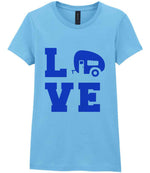 Love – Ladies T-Shirt in Sky Blue with Royal Blue vinyl