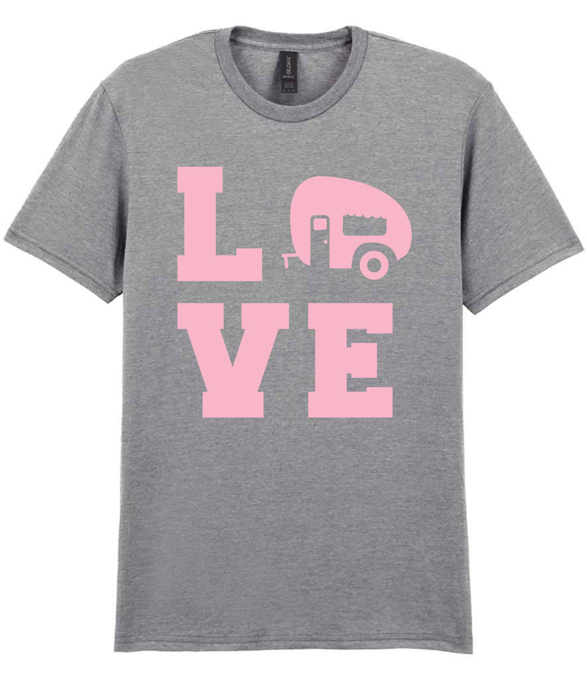Love – Unisex T-Shirt in Sport Grey with Baby Pink vinyl