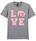 Love – Unisex T-Shirt in Sport Grey with Baby Pink vinyl