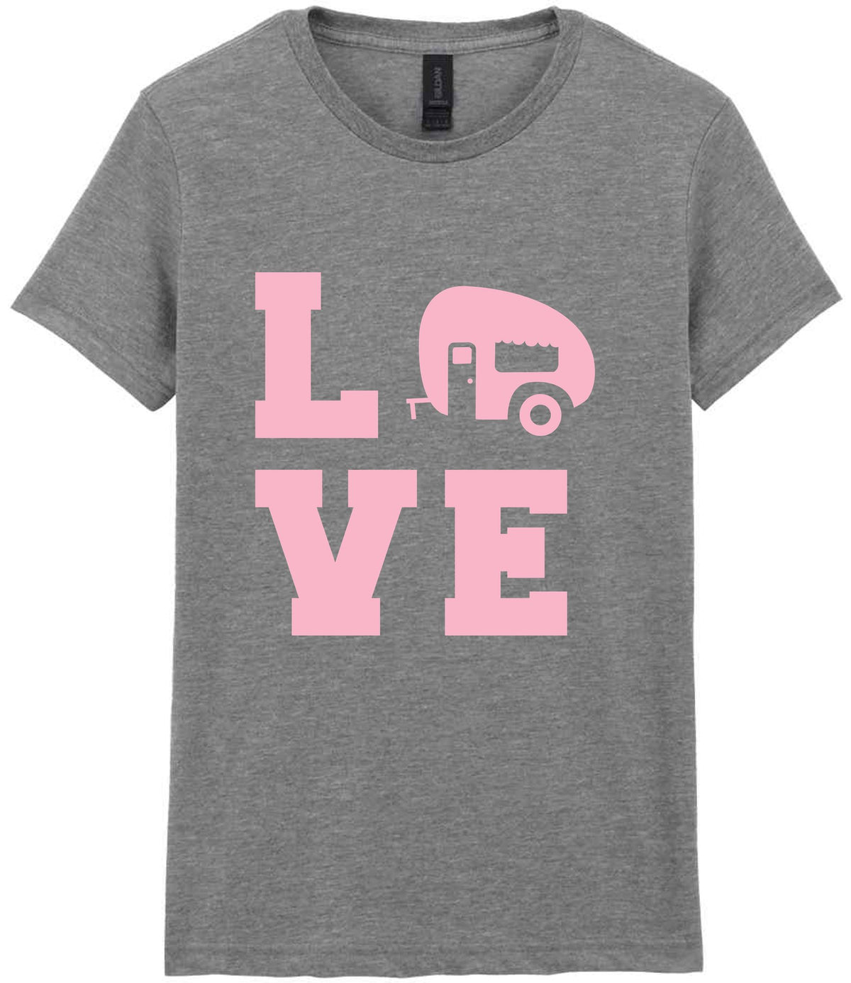 Love – Ladies T-Shirt in Sport Grey with Baby Pink vinyl