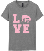 Love – Ladies T-Shirt in Sport Grey with Baby Pink vinyl