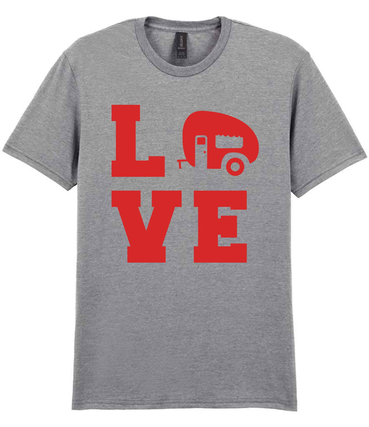 Love – Unisex T-Shirt in Sport Grey with Red vinyl