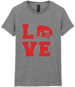 Love – Ladies T-Shirt in Sport Grey with Red vinyl