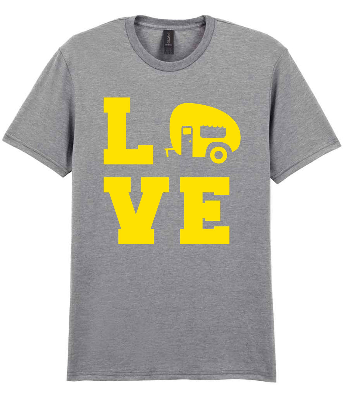 Love – Unisex T-Shirt in Sport Grey with Yellow vinyl