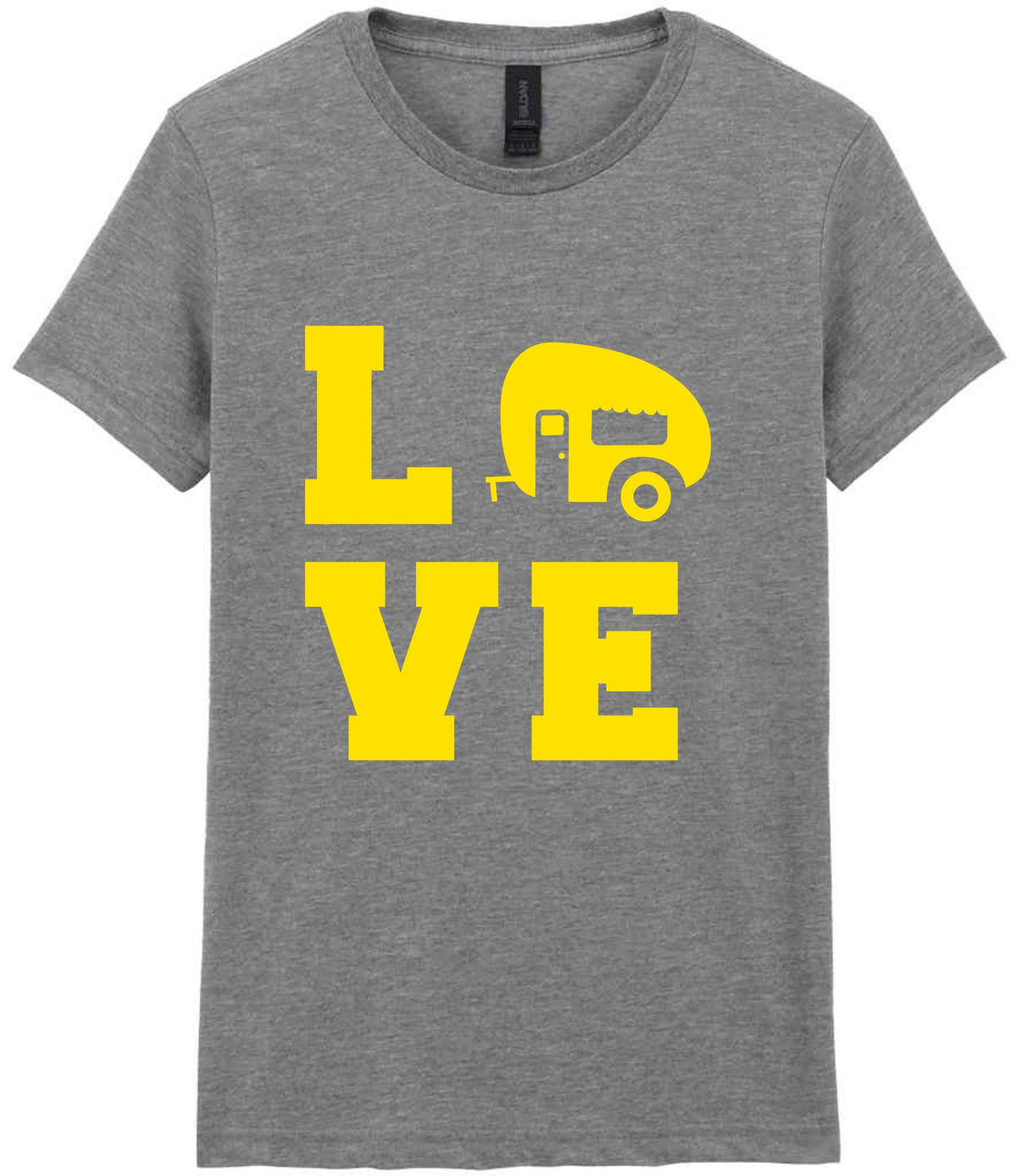 Love – Ladies T-Shirt in Sport Grey with Yellow vinyl
