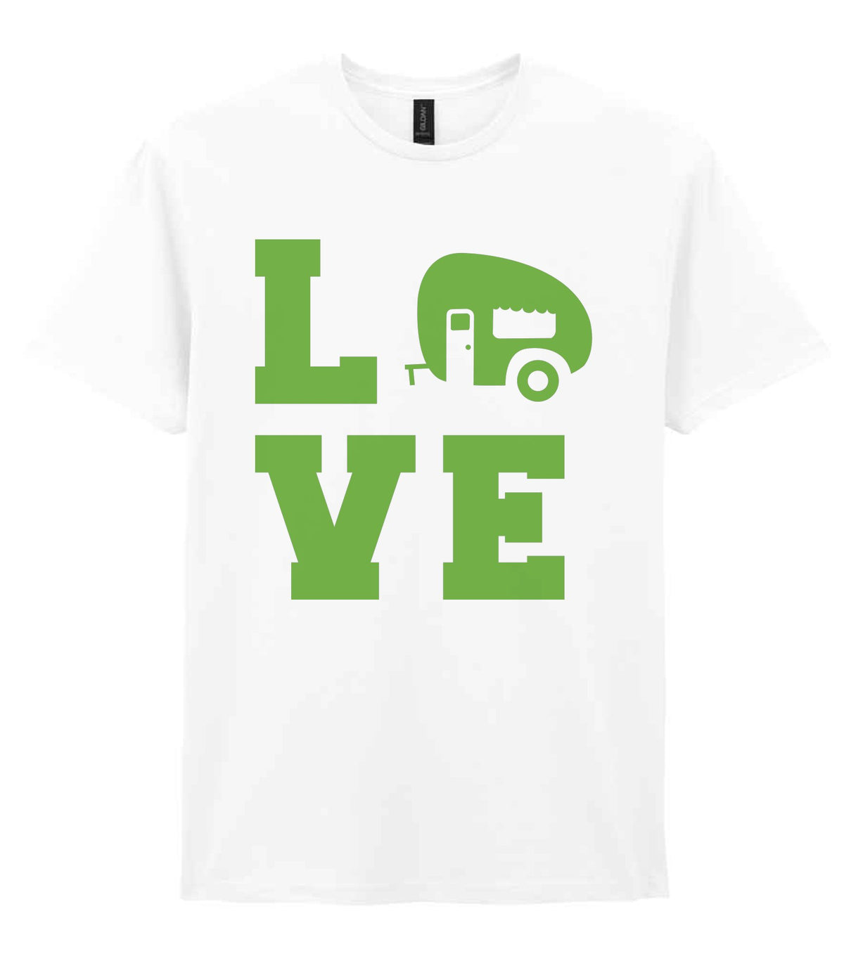 Love – Unisex T-Shirt in White with Apple Green vinyl