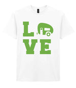 Love – Unisex T-Shirt in White with Apple Green vinyl