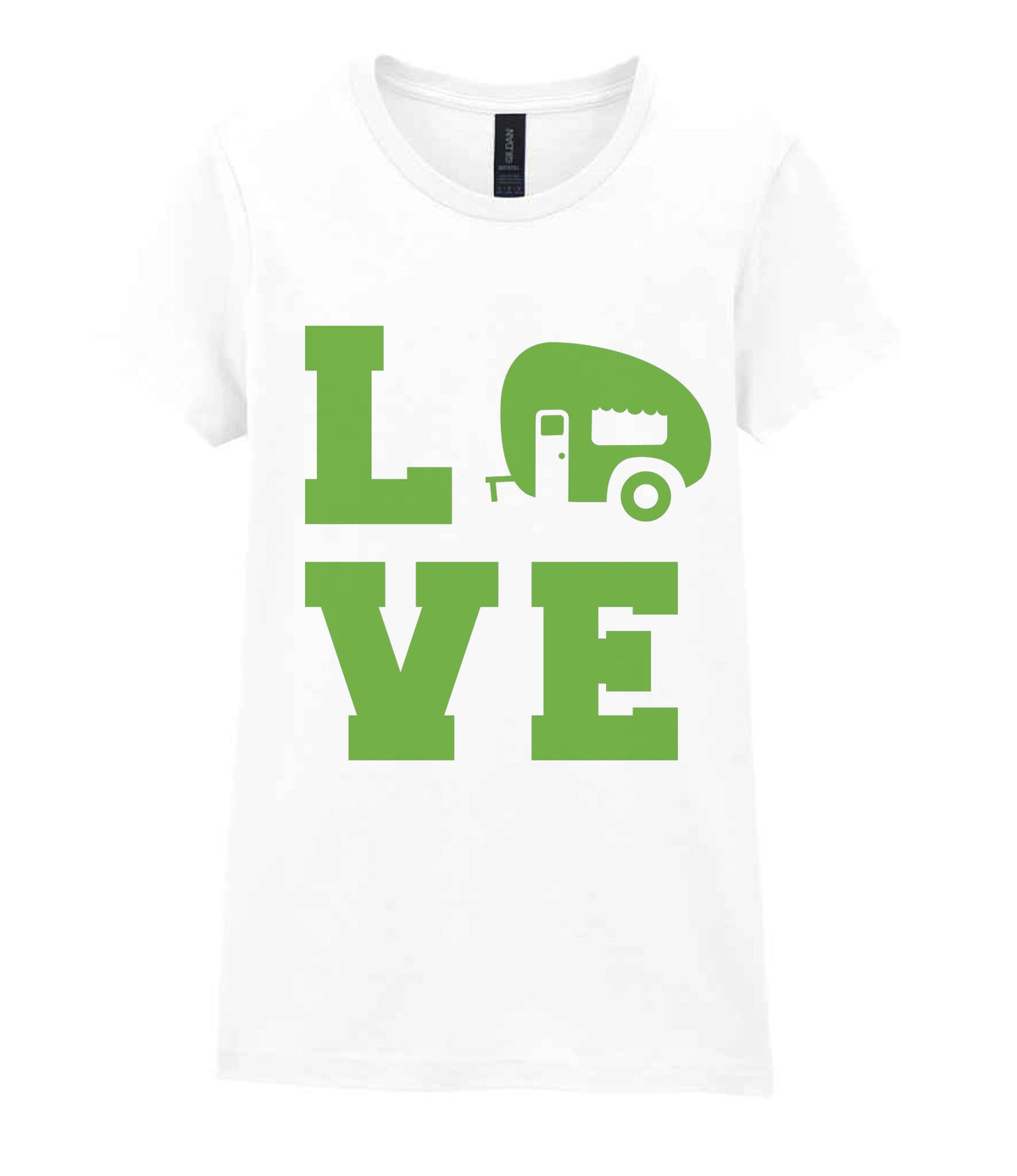 Love – Ladies T-Shirt in White with Apple Green vinyl