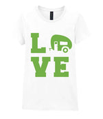 Love – Ladies T-Shirt in White with Apple Green vinyl