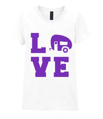 Love – Ladies T-Shirt in White with Purple vinyl