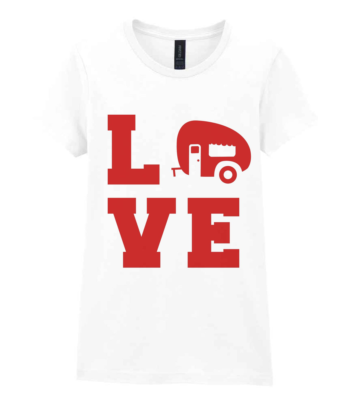 Love – Ladies T-Shirt in White with Red vinyl