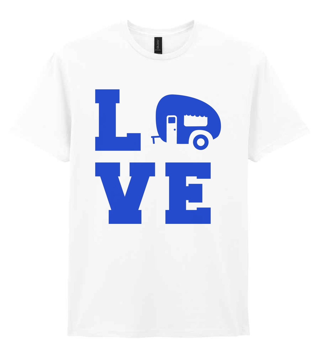 Love – Unisex T-Shirt in White with Royal Blue vinyl