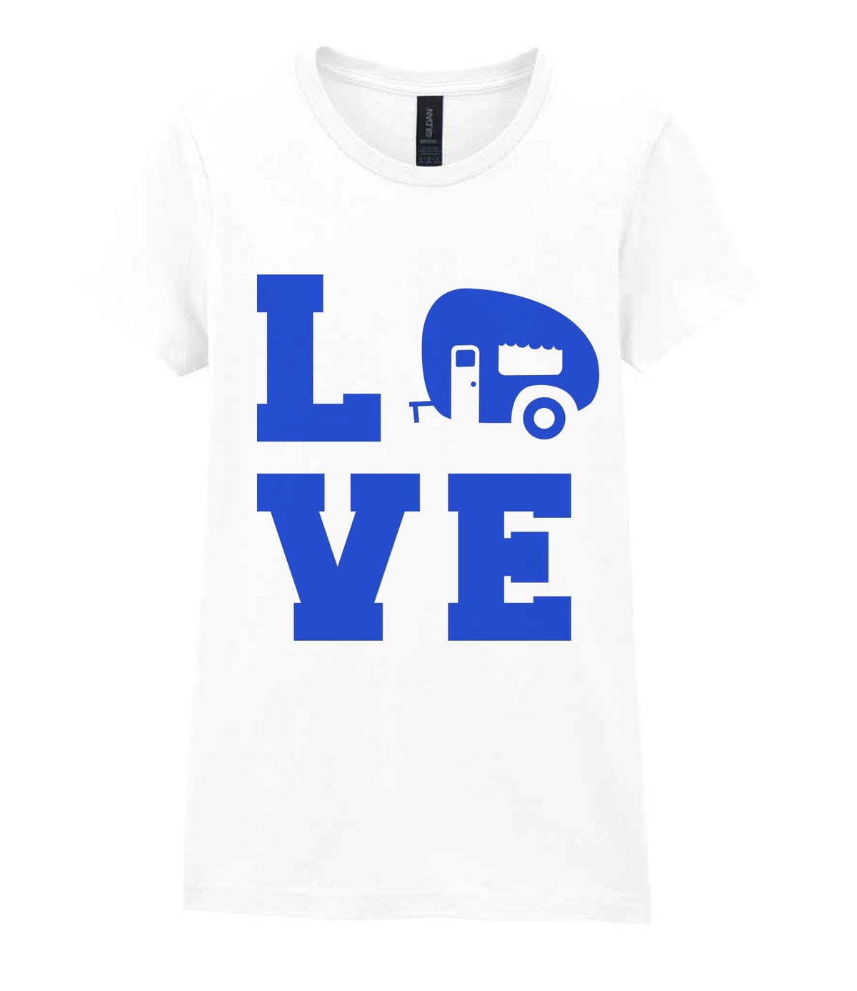 Love – Ladies T-Shirt in White with Royal Blue vinyl