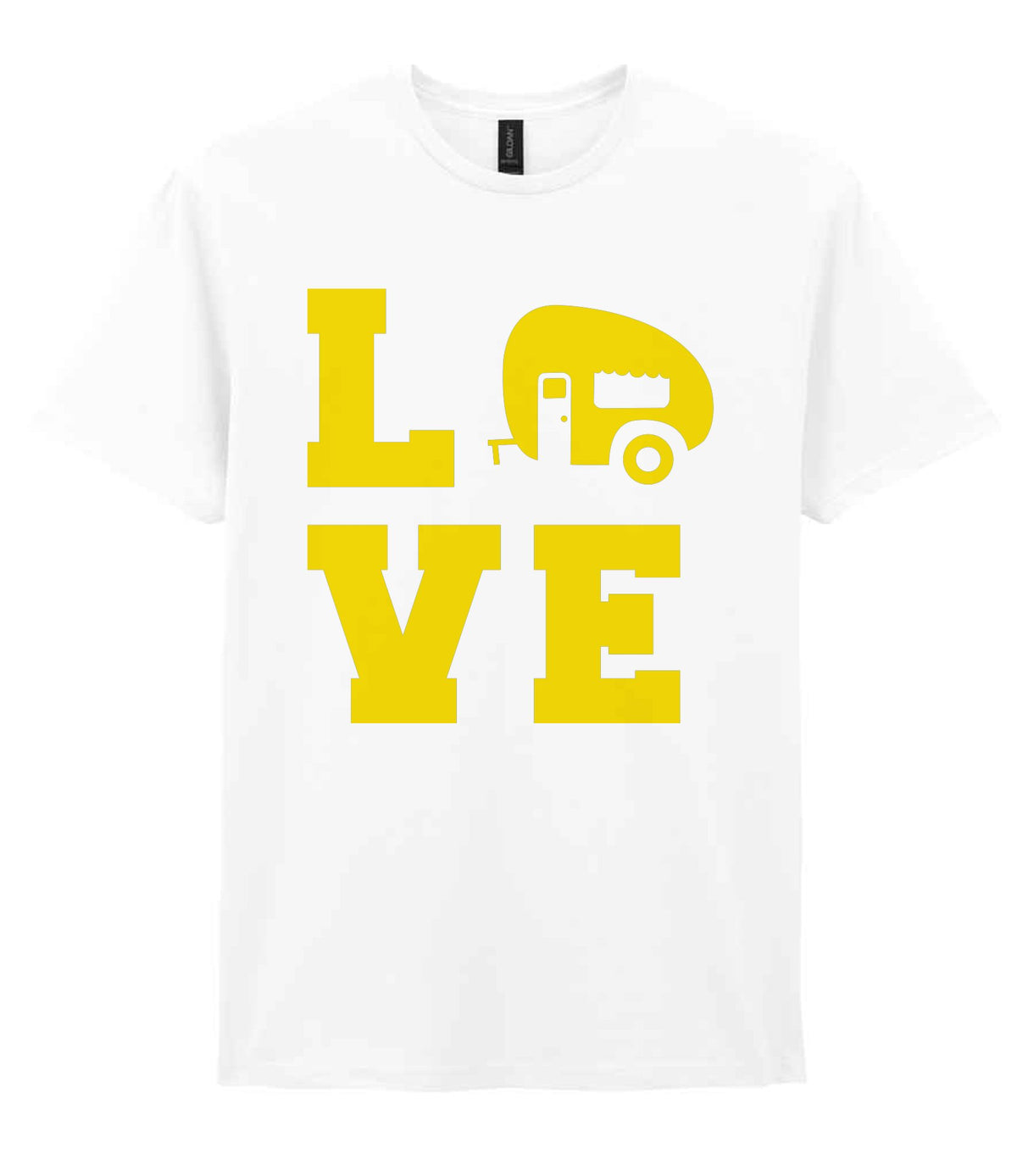 Love – Unisex T-Shirt in White with Yellow vinyl