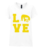 Love – Ladies T-Shirt in White with Yellow vinyl