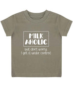 MILK AHOLIC but Don't Worry. I Got It Under Control t-shirt in khaki