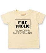 MILK AHOLIC but Don't Worry. I Got It Under Control t-shirt in pale yellow