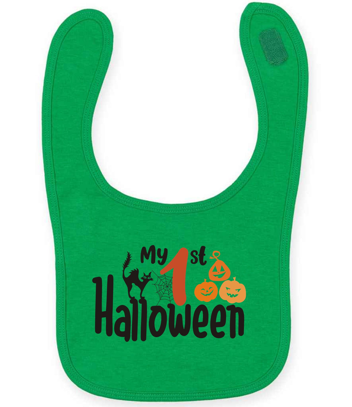 My 1st Halloween larkwood baby/toddler bib in kelly green