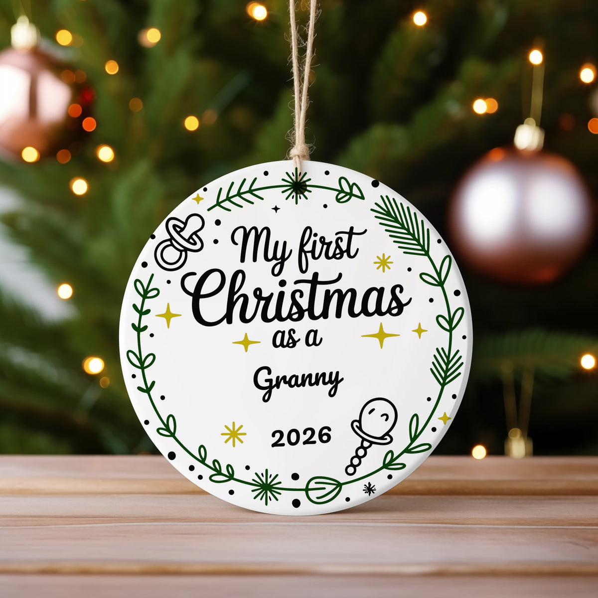 Customisable My First Christmas as a – Ceramic Hanging Decoration, personalised with your own text