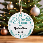 My First Christmas as a – Ceramic Hanging Decoration, personalised with your own text