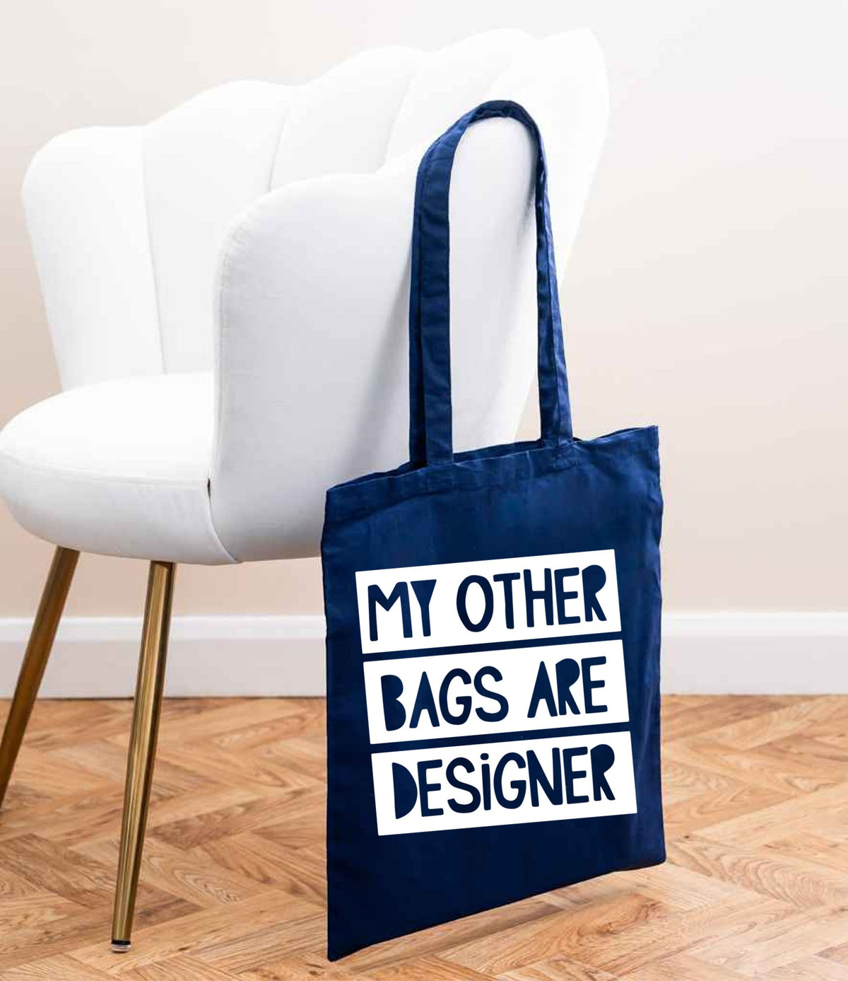 My Other Bags Are Designer tote bag in navy