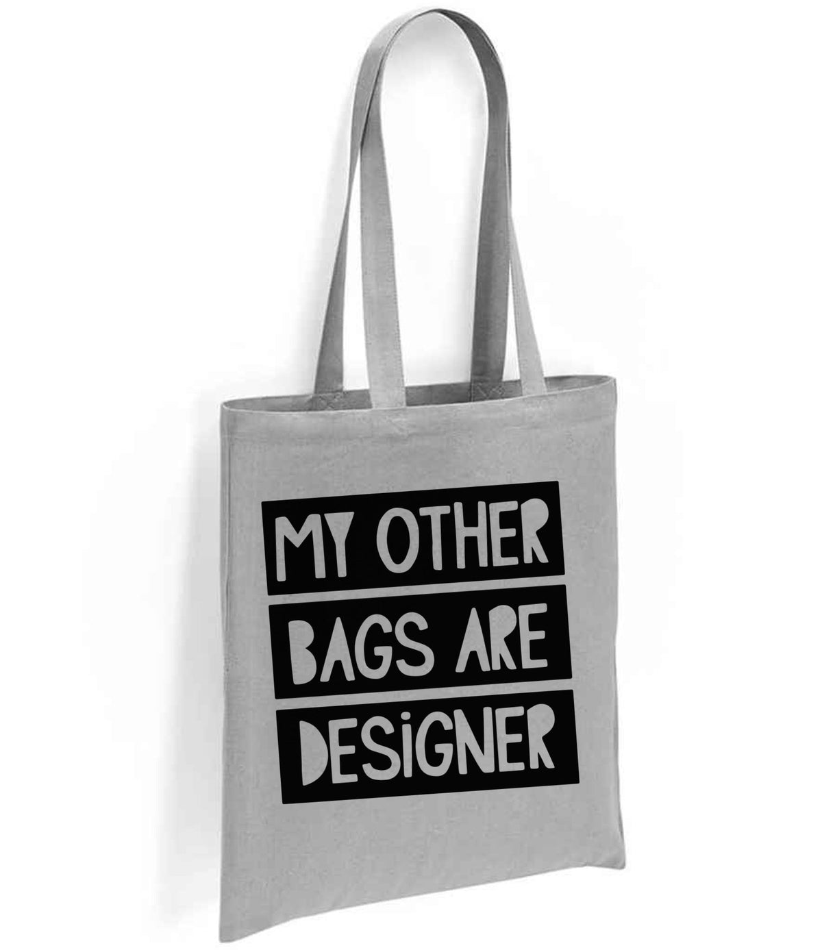 My Other Bags Are Designer tote bag in silver