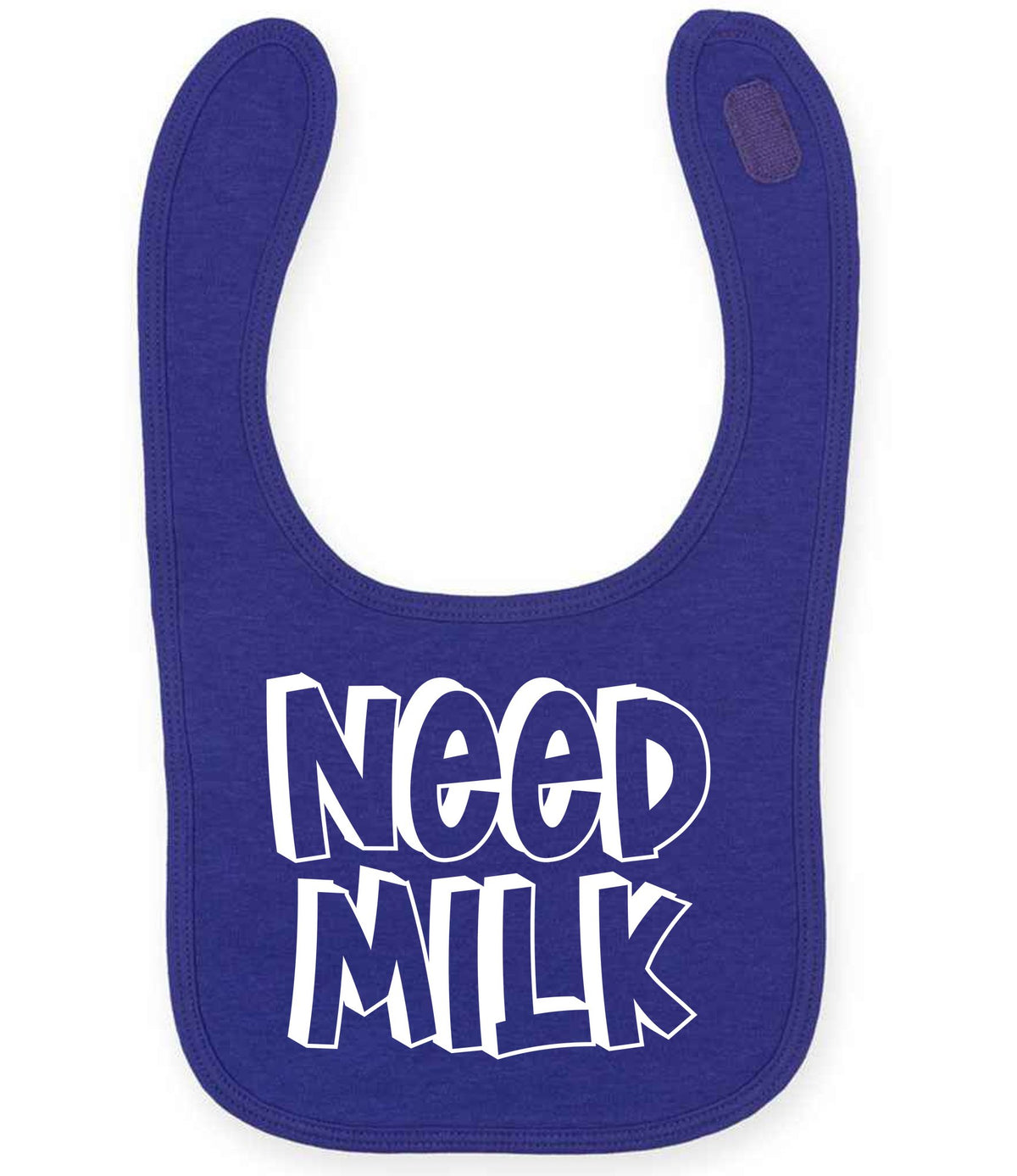 Baby piece of the Need a Drink Matching Set - Adult T-Shirt & Baby Bib with Coordinated Text Designs in Purple
