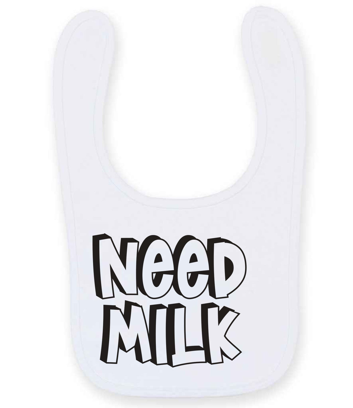 Baby piece of the Need a Drink Matching Set - Adult T-Shirt & Baby Bib with Coordinated Text Designs in White