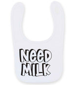 Baby piece of the Need a Drink Matching Set - Adult T-Shirt & Baby Bib with Coordinated Text Designs in White