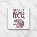 Need a Hedge Hug ceramic coaster in white