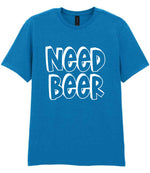 Need Beer t-shirt in sapphire blue
