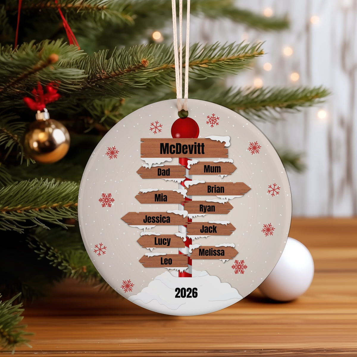 North Pole 10 – Ceramic Hanging Decoration, personalised with your own text