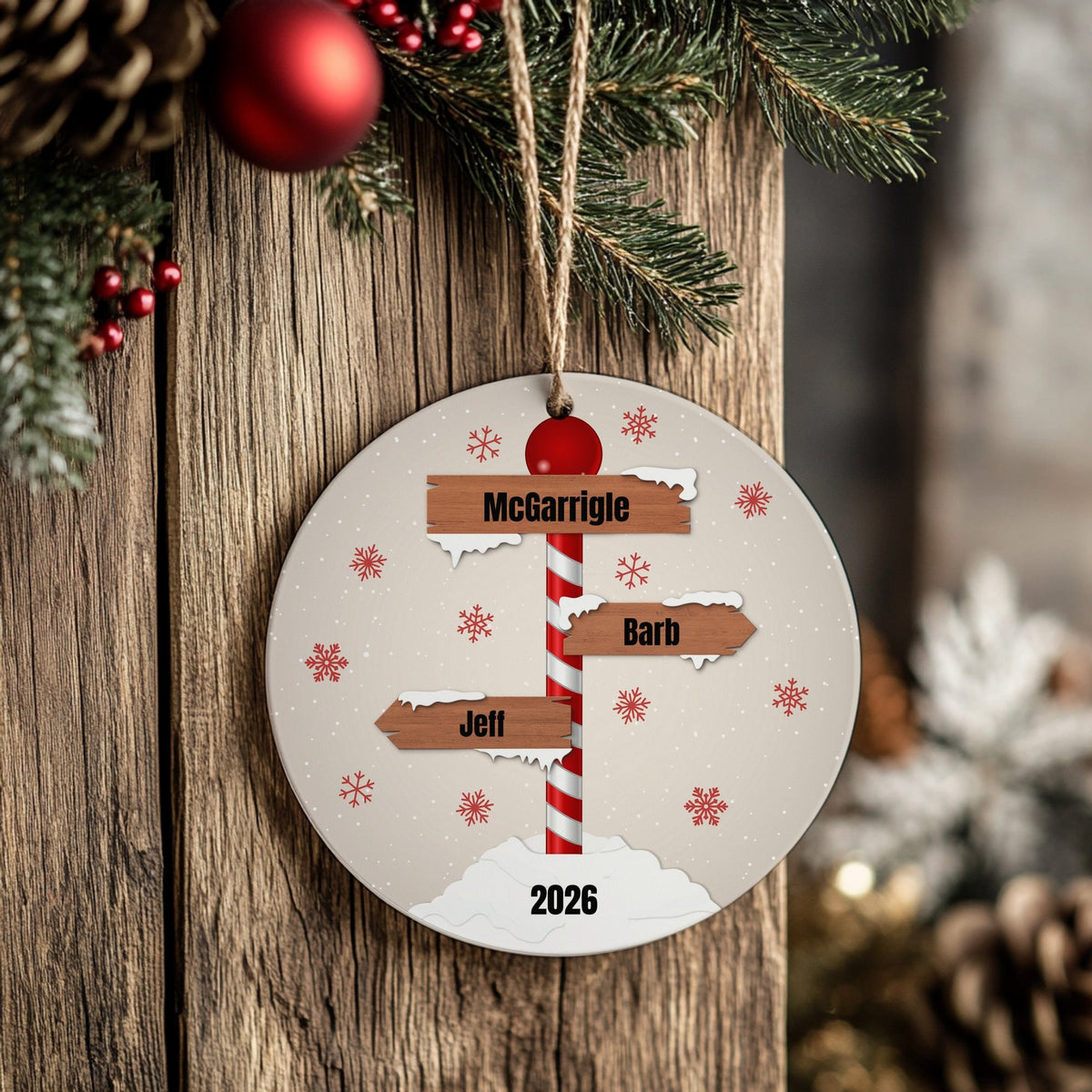 North Pole 2 – Ceramic Hanging Decoration, personalised with your own text