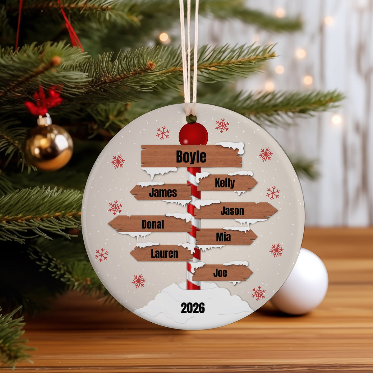 North Pole 7 – Ceramic Hanging Decoration, personalised with your own text