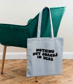 Nothing but Snacks in Here tote bag in light blue