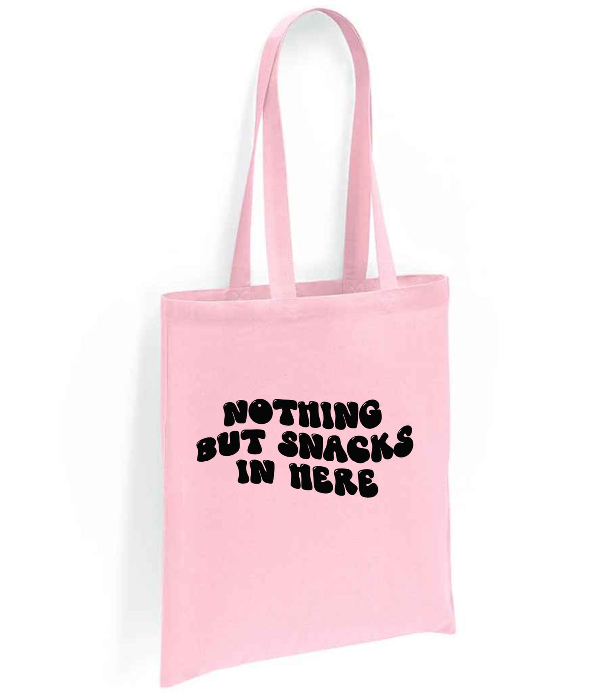 Nothing but Snacks in Here tote bag in light pink