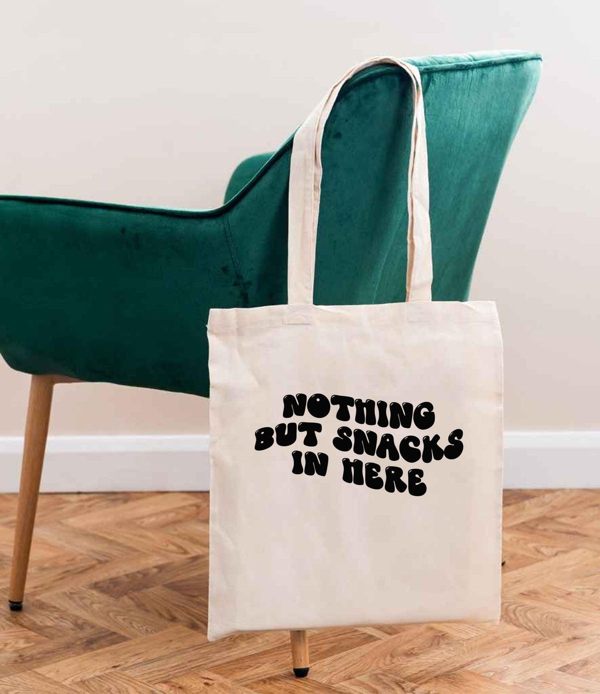 Nothing but Snacks in Here tote bag in natural